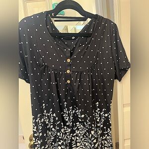 Dark Blue Flower Shirt XL